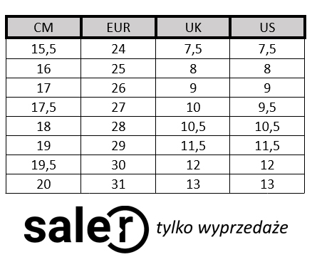Tabela rozmiarów butów Pepe Jeans | Saler.pl - Wyprzedaż i promocje modowe
