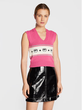 chiara-ferragni-sweter-73cbfm19-rozowy-regular-fit