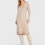 only-sukienka-dzianinowa-ibi-15259112-bezowy-regular-fit