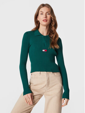 tommy-jeans-sweter-badge-dw0dw14260-zielony-slim-fit